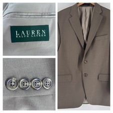 Lauren Ralph Lauren Blazer Mens 44R Taupe Brown 100 Wool Sport Coat 2-Button
