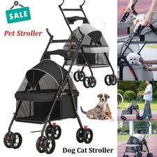 4-Wheel Portable Pet Stroller with Breathable Mesh Puppy Stroller Cat Stroller