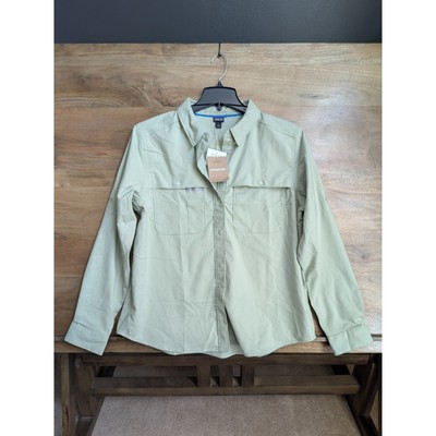 Patagonia Early Rise Stretch Fishing Shirt Womens Large Salvia Green Snap Front