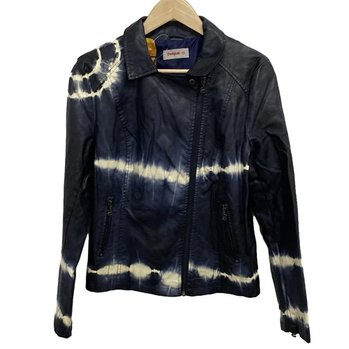 OFF WHITE Auth Desigual Giacca leggera da donna color crema blu scuro