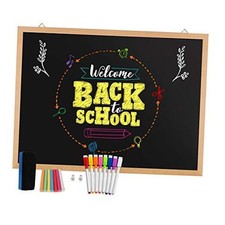 Magnetic Chalk Board 24" X 18", Blackboard, Real Natural Wood Framed Wall