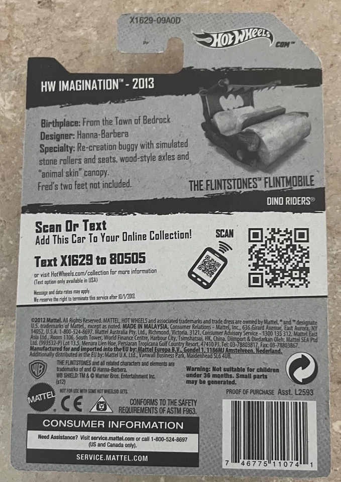 2012 Mattel Hot Wheels HW Imagination The Flintstones Flintmobile 70/250 - Изображение 3 из 3