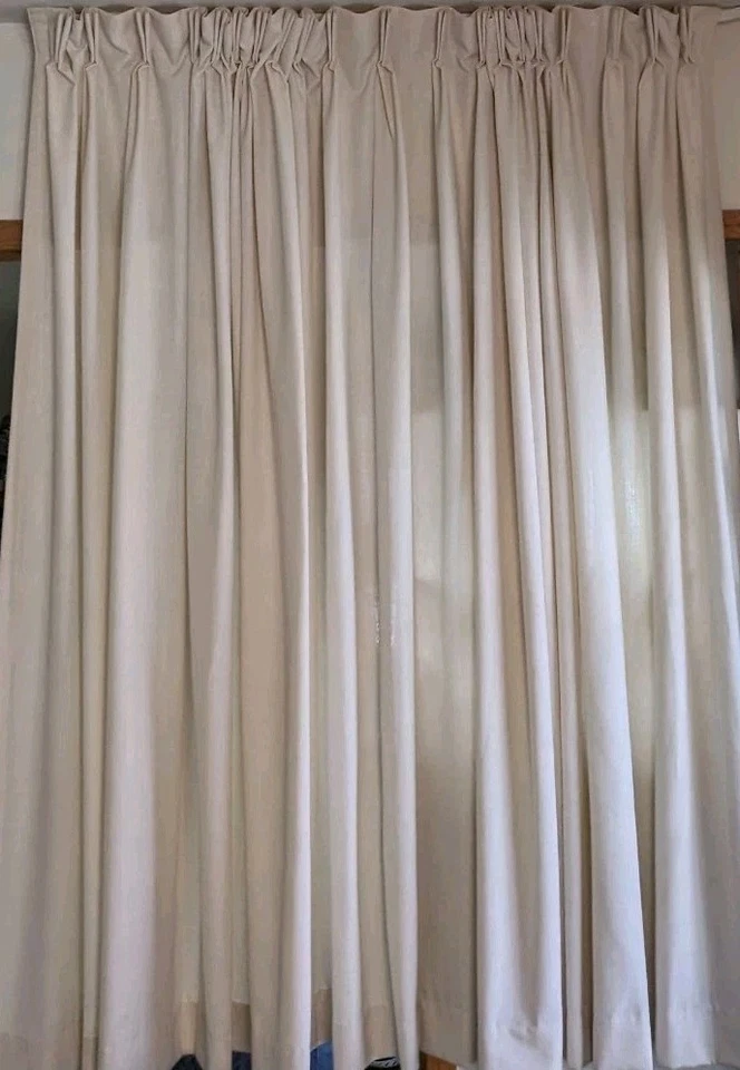 Cortina de cortina de doble pliegue hecha a medida beige marfil 101" x 84" Foto 4 de 4