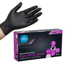 MED PRIDE Black 4 Mil Nitrile Exam Gloves Powder/Latex-Free Disposable 500  1000