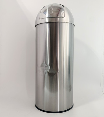 Garvee 18 Gallon Round Commercial Trashcan with Push Lid Stainless Steel DENTED