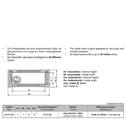 1M, hochwertige Energiekette 7x7mm R15 nicht zu öffnen - Schleppkette - - Picture 3 of 6