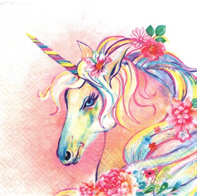Full package of (20) Paper Lunch/Party Napkins - Unicorn Flower Head