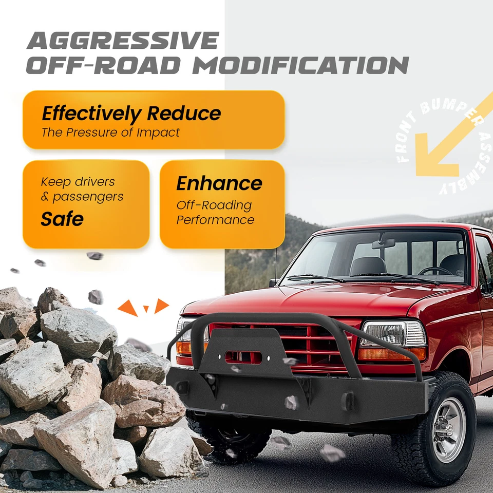 Steel Front Bumper Assembly With Bull Bar For Ford Ranger 83-92 &Bronco II 84-90 Foto 4 de 4