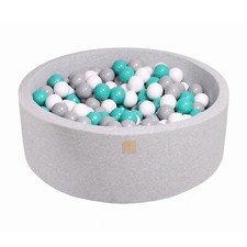 MeowBaby 35 x 11.5 Inch Baby Foam Ball Pit with 200 Balls, Turquoise/Gray Used 