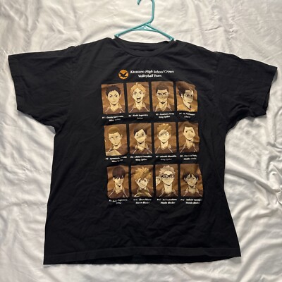Haikyuu Crunchyroll Box Lunch Anime Volleyball Black Short Sleeve T-Shirt XL