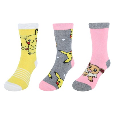 New Textiel Trade Kid's Pokemon Power Up Crew Novelty Socks (3 Pack)