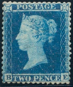 Great Bretana Yv 15 1855 2 P Blue Iron V Type I Rubber No Original Bo Ebay