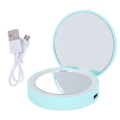 Illuminated Round Foldable Mirror Mini Portable 2 Modes High Definition LED AGS - Foto 1 di 12