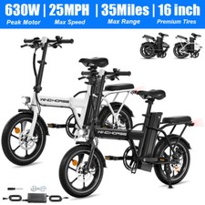 630W Folding Electric Bike 25Mph Electric Bicycle Commuter for Adults w/2-Seat
