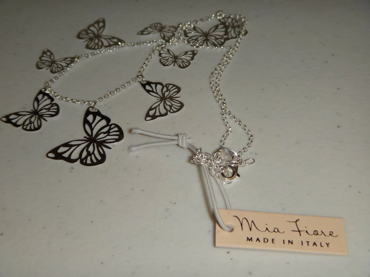 MIA FIORE Women s 925 Sterling Silver Butterfly Necklace 17.5 in MADE IN ITALY