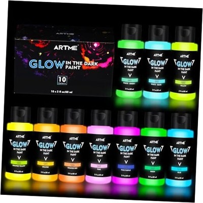  Glow in The Dark Paint, 10 Bright Colors 60ml/2oz Blacklight Paint Set, Neon 