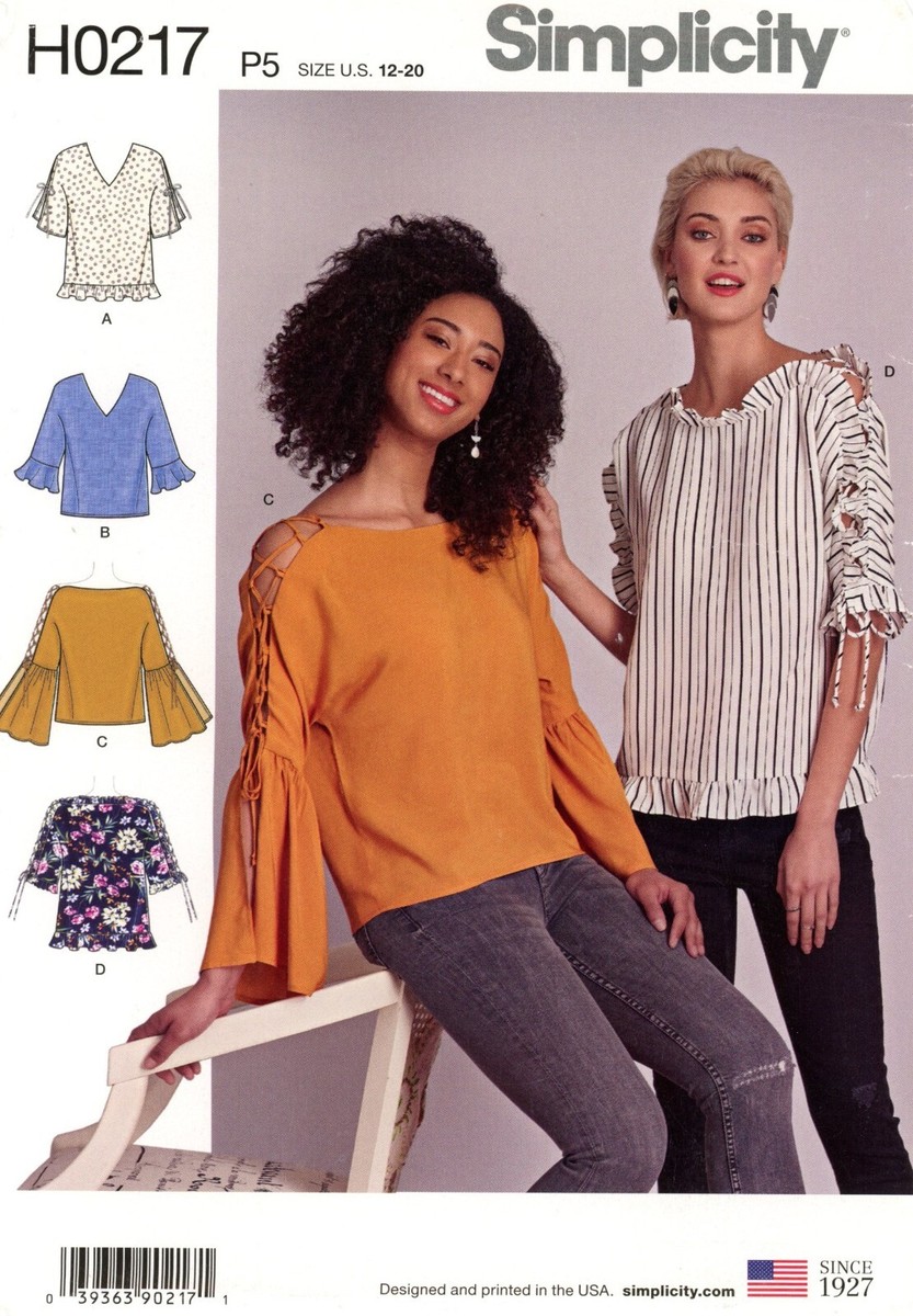トップス Saddy Simplicity H0217 Flared Sleeve Tops w Ruffles, Flounces & Laces Sz