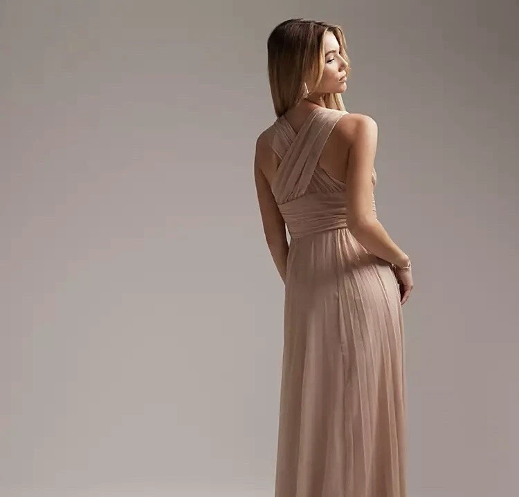 ASOS Bridesmaid ruched drape maxi dress blush pink RRP £85 size 16 - Image 3 of 4