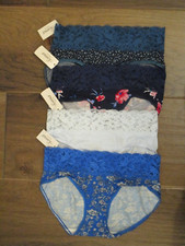 4-PACK SOMA EMBRACEABLE SUPER SOFT LACE HIPSTER PANTIES BLUE PRINT  SIZE SMALL