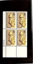   SCOTT#1437, 8C STAMP SAN JUAN, 450 YEARS  PLATE BLOCK OF 4 MNH  OG