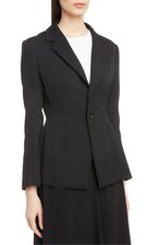 Y s by YOHJI YAMAMOTO Black Wool Twill Fitted Blazer Coat Jacket 1 0/2 XS/S