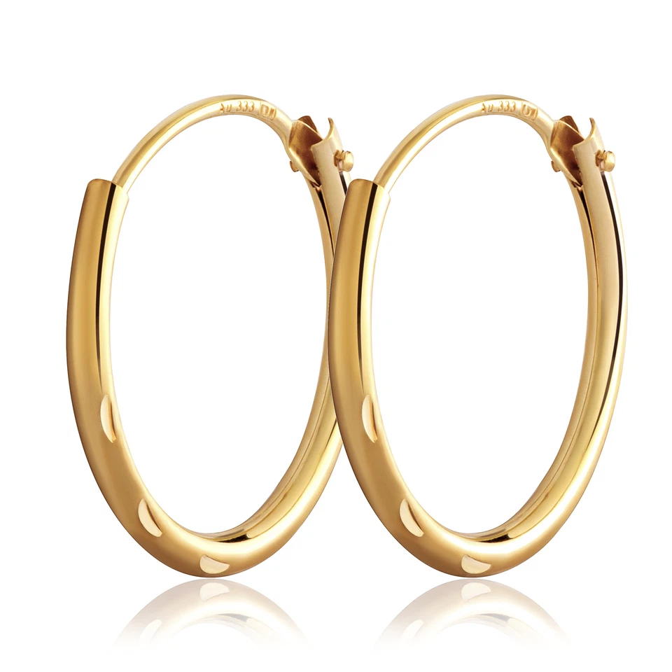 NKLAUS Coppia orecchini a cerchio 15 mm oro giallo 333 oro 8 carati spessore 1,3 mm orecchini in oro