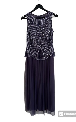 Patra Formal Dress 10 Purple Beading Wedding Bridesmaid Sleeveless