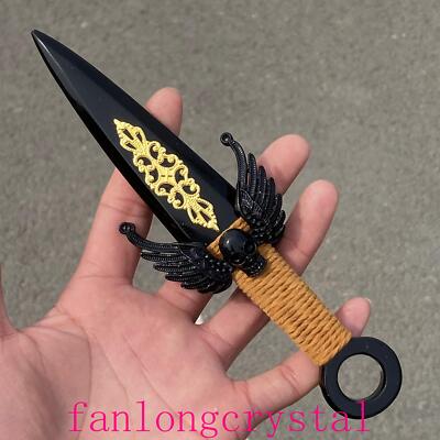 7.5in Natural Obsidian Hand carved dagger skull Quartz Crystal Skull Reiki 1pc