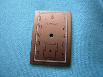 ZIFFERBLATT DIAL CORTEBERT 30ER JAHRE RECHTECKIG LACHS ART DECO TOP ZUSTAND