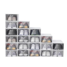 20pcs Stackable Shoe Storage Box Durable Plastic Sneaker Display Case Organizer