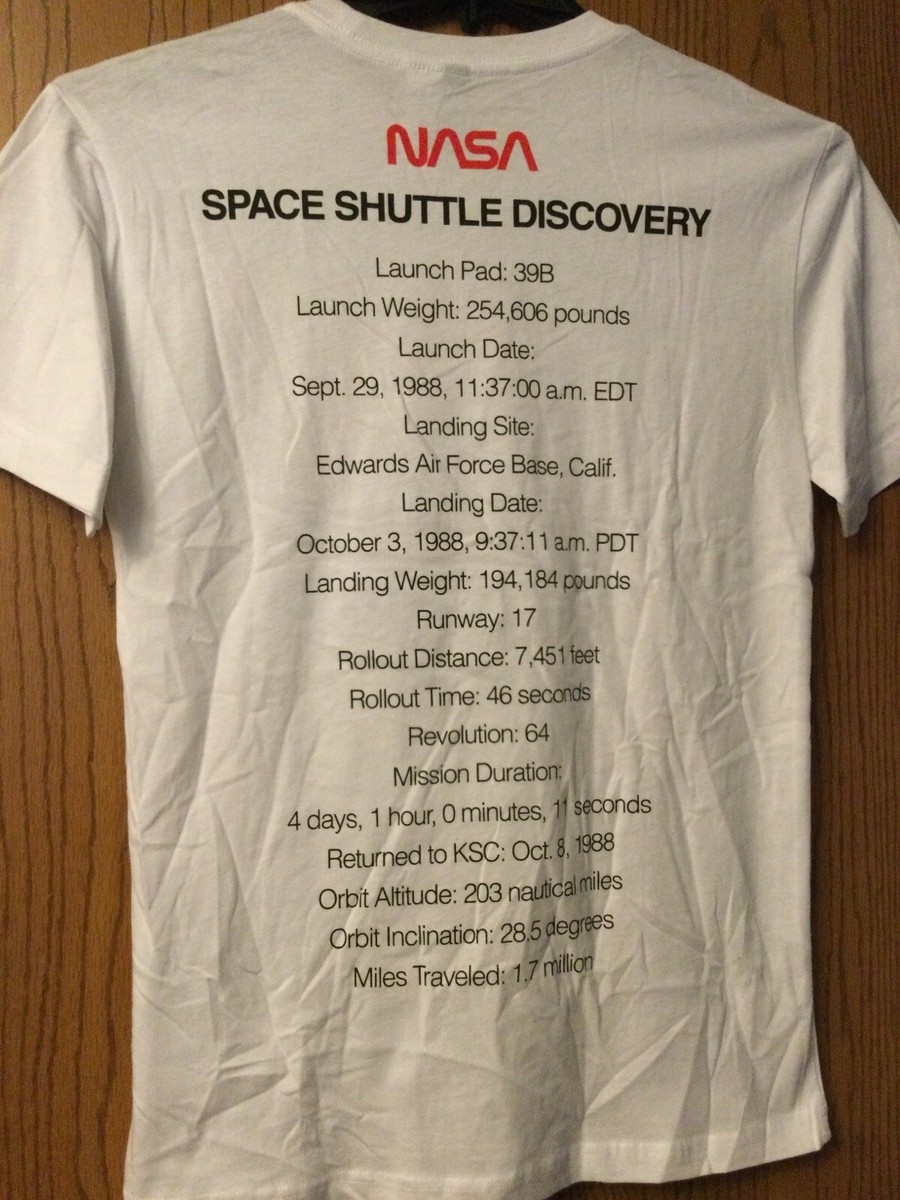 Nasa - Space Shuttle Discovery - White Shirt - XS - Divided | eBay