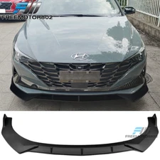 Fits 21-23 Hyundai Elantra 4D Matte Black PP 3PC Front Bumper Lip Lower Splitter