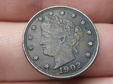 1902 P Liberty Head V Nickel 5 Cent Piece- Black, Philadelphia, XF/AU Details