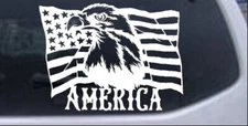 Bald Eagle Over The American Flag Car or Truck Window Laptop Decal Sticker
