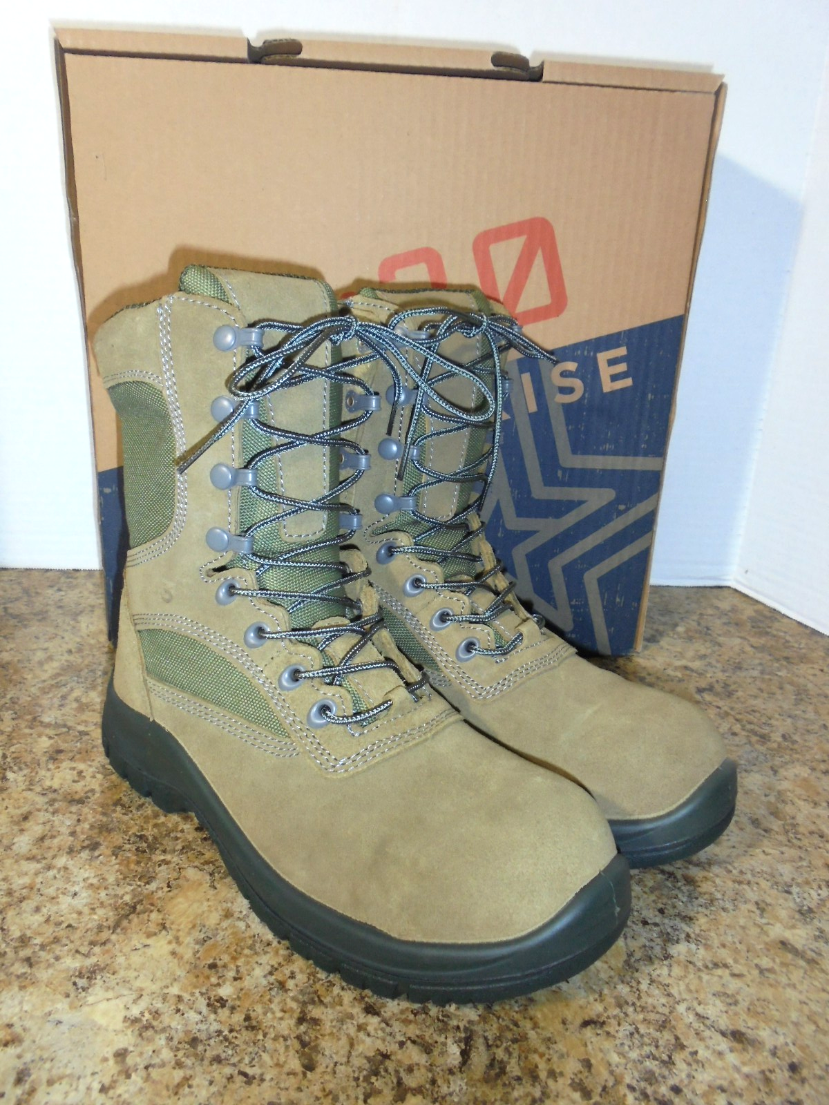 SCHUTZ Stivali da combattimento OD:30 0 verde salvia scuro punta composita A3 pelle uomo 7W