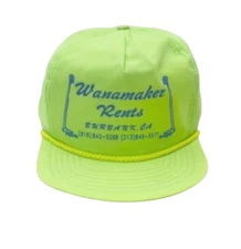 Wanamaker Rents Burbank California Trucker Hat Snapback Baseball Cap Rope Green