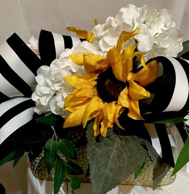 Charming Sunflower And White Hydrangea Arrangement