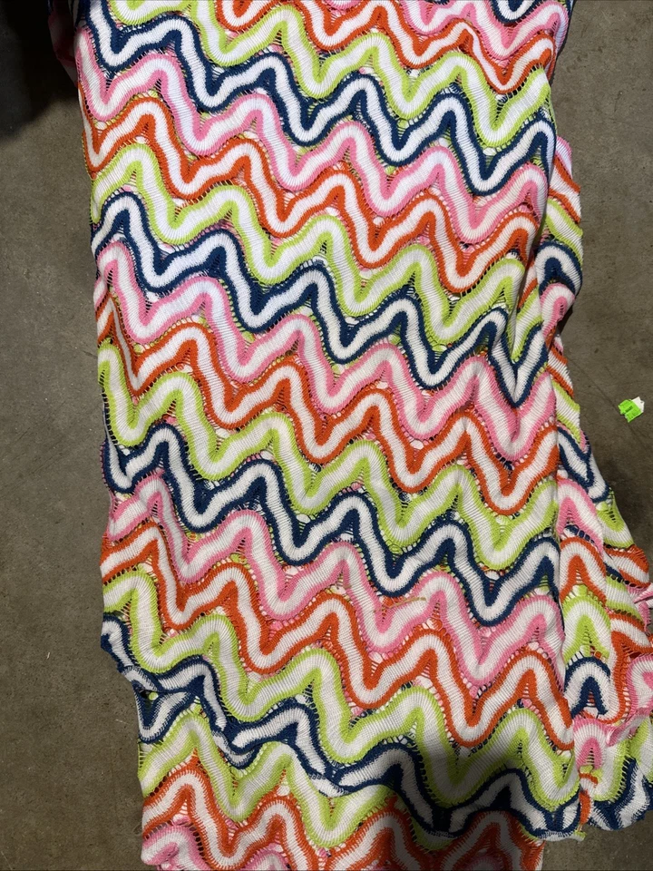 Blue pink Green Orange Crochet Chevron  Lace Fabric Apparel Curtain Beach 10yds - Image 2 of 4