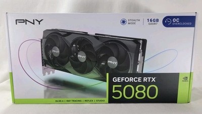 PNY GEFORCE RTX 5080 16GB Stealth M Overclocked GDDR7 Reflex Studio New SEALED 