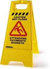 Factory Wet Floor Cartello Pavimento Bagnato, Plastica, Giallo, 30X49X56.5 Cm