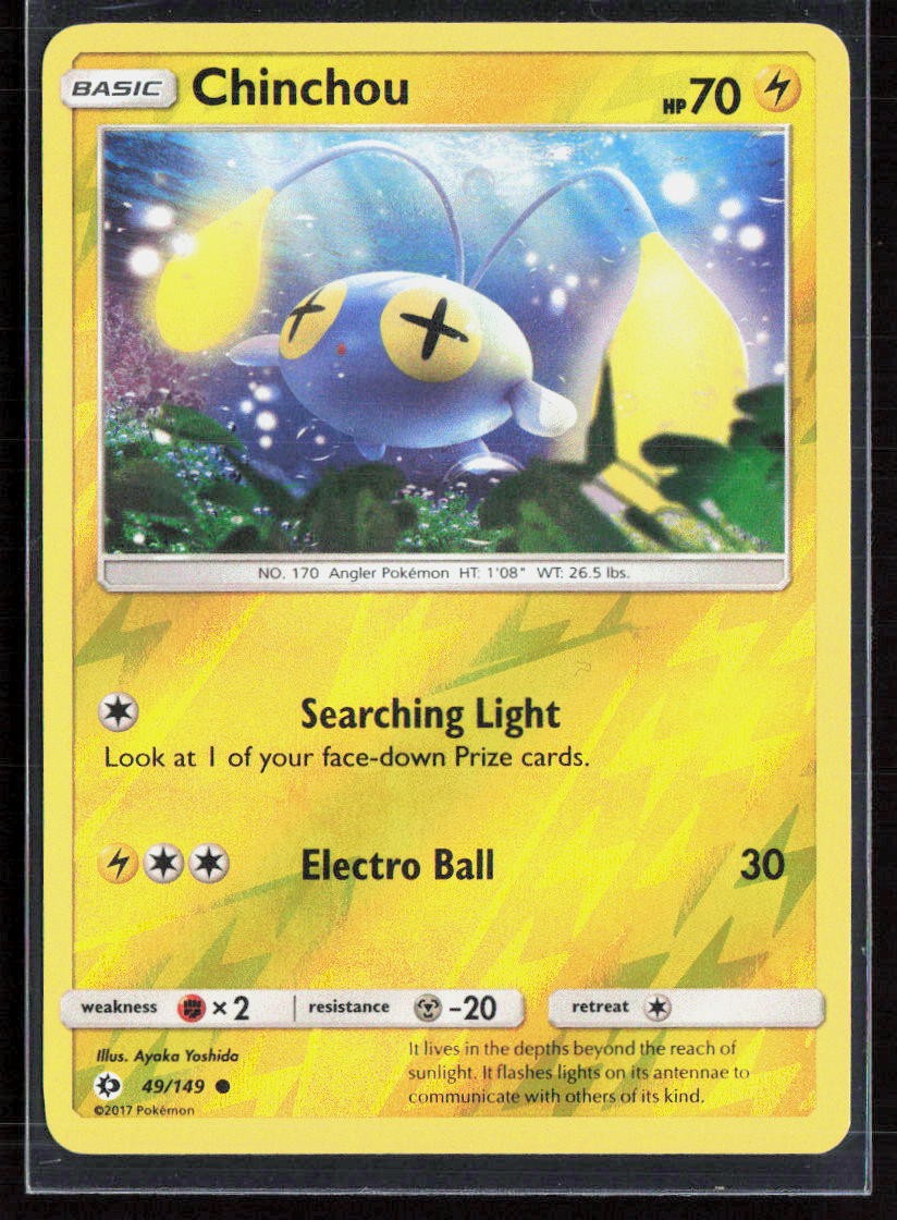 Pokemon Chinchou Common 49/149 SM Base Set Reverse Holofoil NM
