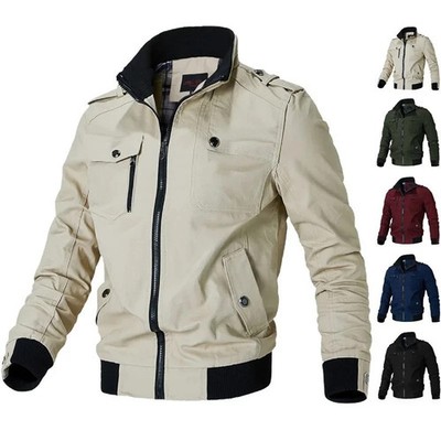 Herren Bomberjacke Freizeit Windbreaker Slim Fit Frühling Herbst Outwear