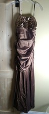 adrianna papell dress Sz 4 Hailey Brown Formal Prom Dress Sequins Strapless NWOT