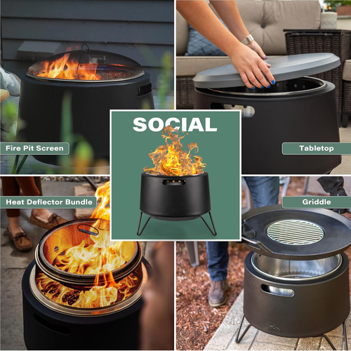 Smokeless Fire Pit 20-Inch – Portable Outdoor Wood Burning Fire Pit for Patio, B - Picture 5 of 12