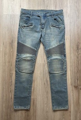Balmain Moto Jeans Size 34x31 Biker Padded Knees READ | eBay