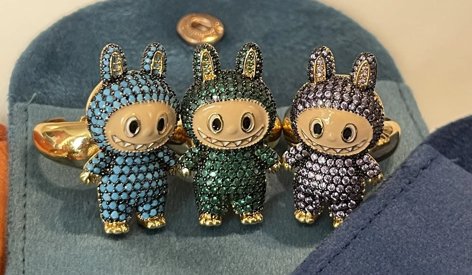 Labubu Adjustable Ring 18k Gold Plated Stainless Steel . Assorted Colors ! - Image 2 of 4