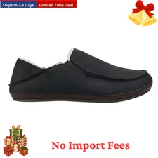 OluKai Men's Moloa Slippers, Black/Dark Java