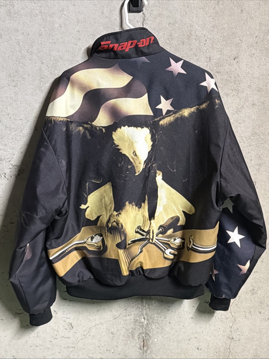 Vintage Swingster Snap-On Racing American Flag-Eagle Men's Jacket