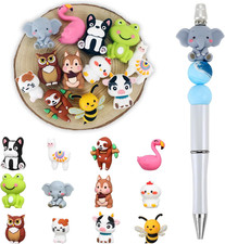 12pcs 3D Animals Silicone Focal Beads Silicone for Keychain Making Beads for ...