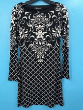 WHITE HOUSE BLACK MARKET Blk Wht Pattern Sheath Bodycon Dress Sz XXS